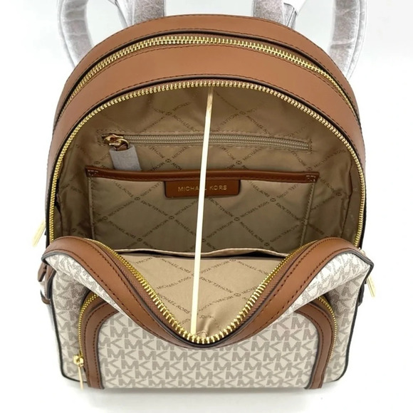 Michael Kors Jaycee Medium Zip Packet Backpack & LG Trifold Wallet Vanilla (NWT) - Picture 9 of 13